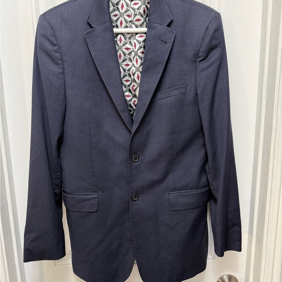 TED BAKER Jones Solid Blue Suit Jacket Size 38R Modern Fit